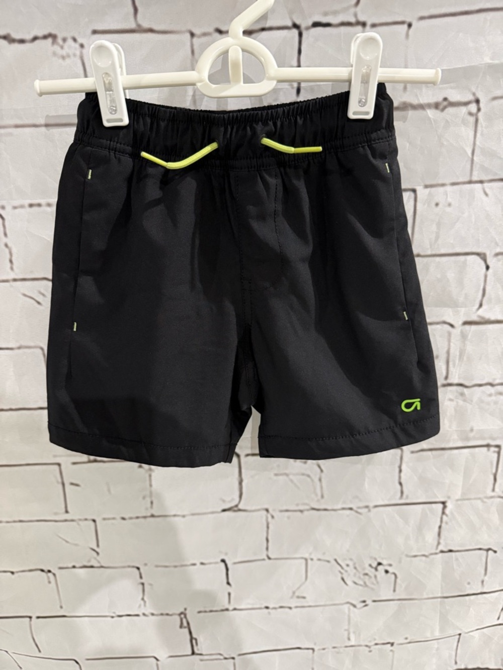 Boys Black GAP Athletic Shorts with Lime Accent